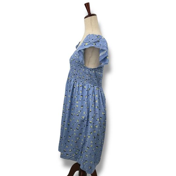 NEW Self Esteem smocked blue floral dress size XL flutter sleeve a-line sundress - Picture 7 of 13